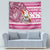 Custom Hawaii Mele Kalikimaka Tapestry Santa Claus Surfing with Hawaiian Pattern Striped Pink Style LT03 - Polynesian Pride