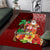 Hawaii Mele Kalikimaka Area Rug Santa Claus and Hula Girl Tropical Folwer with Hawaiian Pattern LT03 Red - Polynesian Pride