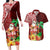 Hawaii Mele Kalikimaka Couples Matching Long Sleeve Bodycon Dress and Hawaiian Shirt Santa Claus and Hula Girl Tropical Folwer with Hawaiian Pattern LT03 Red - Polynesian Pride