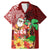 Hawaii Mele Kalikimaka Family Matching Mermaid Dress and Hawaiian Shirt Santa Claus and Hula Girl Tropical Folwer with Hawaiian Pattern LT03 Dad's Shirt - Short Sleeve Red - Polynesian Pride