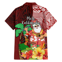 Hawaii Mele Kalikimaka Family Matching Off Shoulder Short Dress and Hawaiian Shirt Santa Claus and Hula Girl Tropical Folwer with Hawaiian Pattern LT03 - Polynesian Pride