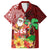 Hawaii Mele Kalikimaka Family Matching Puletasi Dress and Hawaiian Shirt Santa Claus and Hula Girl Tropical Folwer with Hawaiian Pattern LT03 Dad's Shirt - Short Sleeve Red - Polynesian Pride