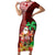 Hawaii Mele Kalikimaka Family Matching Short Sleeve Bodycon Dress and Hawaiian Shirt Santa Claus and Hula Girl Tropical Folwer with Hawaiian Pattern LT03 Mom's Dress Red - Polynesian Pride