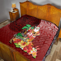 Hawaii Mele Kalikimaka Quilt Santa Claus and Hula Girl Tropical Folwer with Hawaiian Pattern LT03 - Polynesian Pride