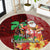 Hawaii Mele Kalikimaka Round Carpet Santa Claus and Hula Girl Tropical Folwer with Hawaiian Pattern LT03 Red - Polynesian Pride