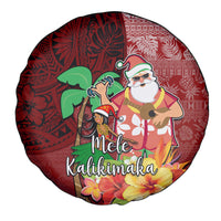 Hawaii Mele Kalikimaka Spare Tire Cover Santa Claus and Hula Girl Tropical Folwer with Hawaiian Pattern LT03 - Polynesian Pride