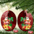 Custom Hawaii Mele Kalikimaka Ceramic Ornament Santa Claus and Hula Girl Tropical Folwer with Hawaiian Pattern LT03 Oval Red - Polynesian Pride