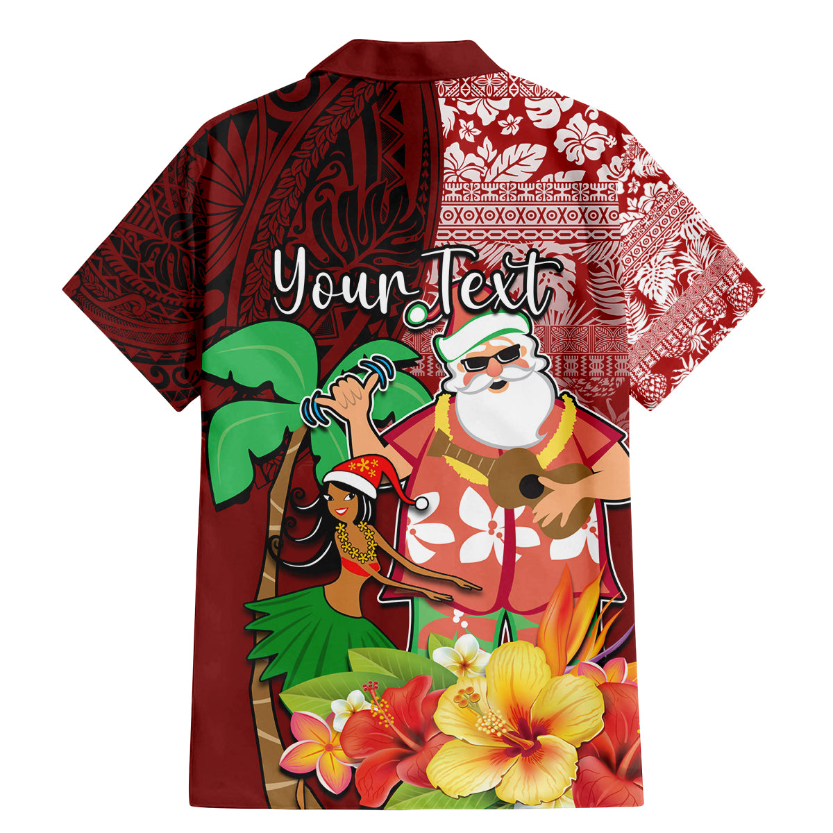 Custom Hawaii Mele Kalikimaka Family Matching Mermaid Dress and Hawaiian Shirt Santa Claus and Hula Girl Tropical Folwer with Hawaiian Pattern LT03 - Polynesian Pride