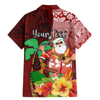Custom Hawaii Mele Kalikimaka Family Matching Mermaid Dress and Hawaiian Shirt Santa Claus and Hula Girl Tropical Folwer with Hawaiian Pattern LT03 - Polynesian Pride