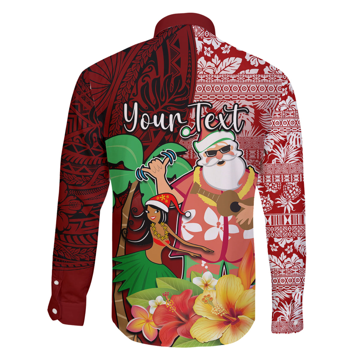 Custom Hawaii Mele Kalikimaka Family Matching Tank Maxi Dress and Hawaiian Shirt Santa Claus and Hula Girl Tropical Folwer with Hawaiian Pattern LT03 - Polynesian Pride