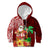 Custom Hawaii Mele Kalikimaka Kid Hoodie Santa Claus and Hula Girl Tropical Folwer with Hawaiian Pattern LT03 Red - Polynesian Pride