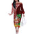 Custom Hawaii Mele Kalikimaka Off The Shoulder Long Sleeve Dress Santa Claus and Hula Girl Tropical Folwer with Hawaiian Pattern LT03 Women Red - Polynesian Pride