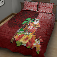 Custom Hawaii Mele Kalikimaka Quilt Bed Set Santa Claus and Hula Girl Tropical Folwer with Hawaiian Pattern LT03 - Polynesian Pride