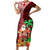 Custom Hawaii Mele Kalikimaka Short Sleeve Bodycon Dress Santa Claus and Hula Girl Tropical Folwer with Hawaiian Pattern LT03 Long Dress Red - Polynesian Pride