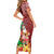 Custom Hawaii Mele Kalikimaka Short Sleeve Bodycon Dress Santa Claus and Hula Girl Tropical Folwer with Hawaiian Pattern LT03 - Polynesian Pride