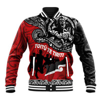 Aotearoa Toitu Te Tiriti Baseball Jacket Honoring Te Tiriti o Waitangi Maori Haka LT03 Unisex Red - Polynesian Pride