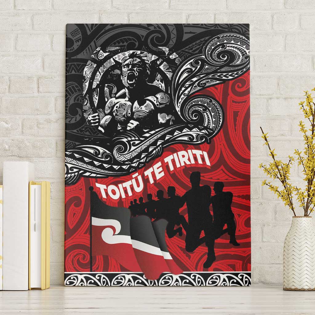Aotearoa Toitu Te Tiriti Canvas Wall Art Honoring Te Tiriti o Waitangi Maori Haka LT03 Without Frame Red - Polynesian Pride
