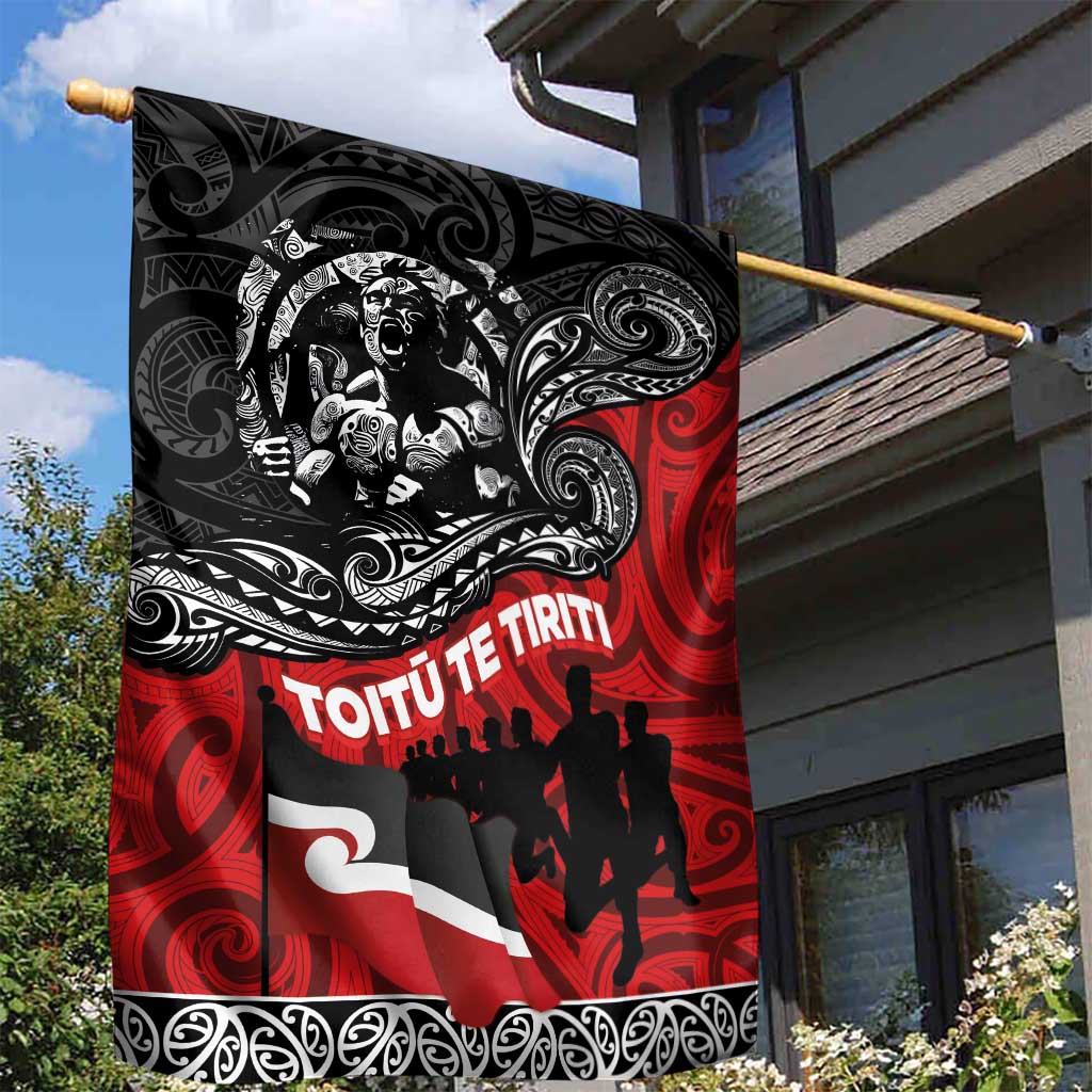 Aotearoa Toitu Te Tiriti Garden Flag Honoring Te Tiriti o Waitangi Maori Haka LT03 - Polynesian Pride