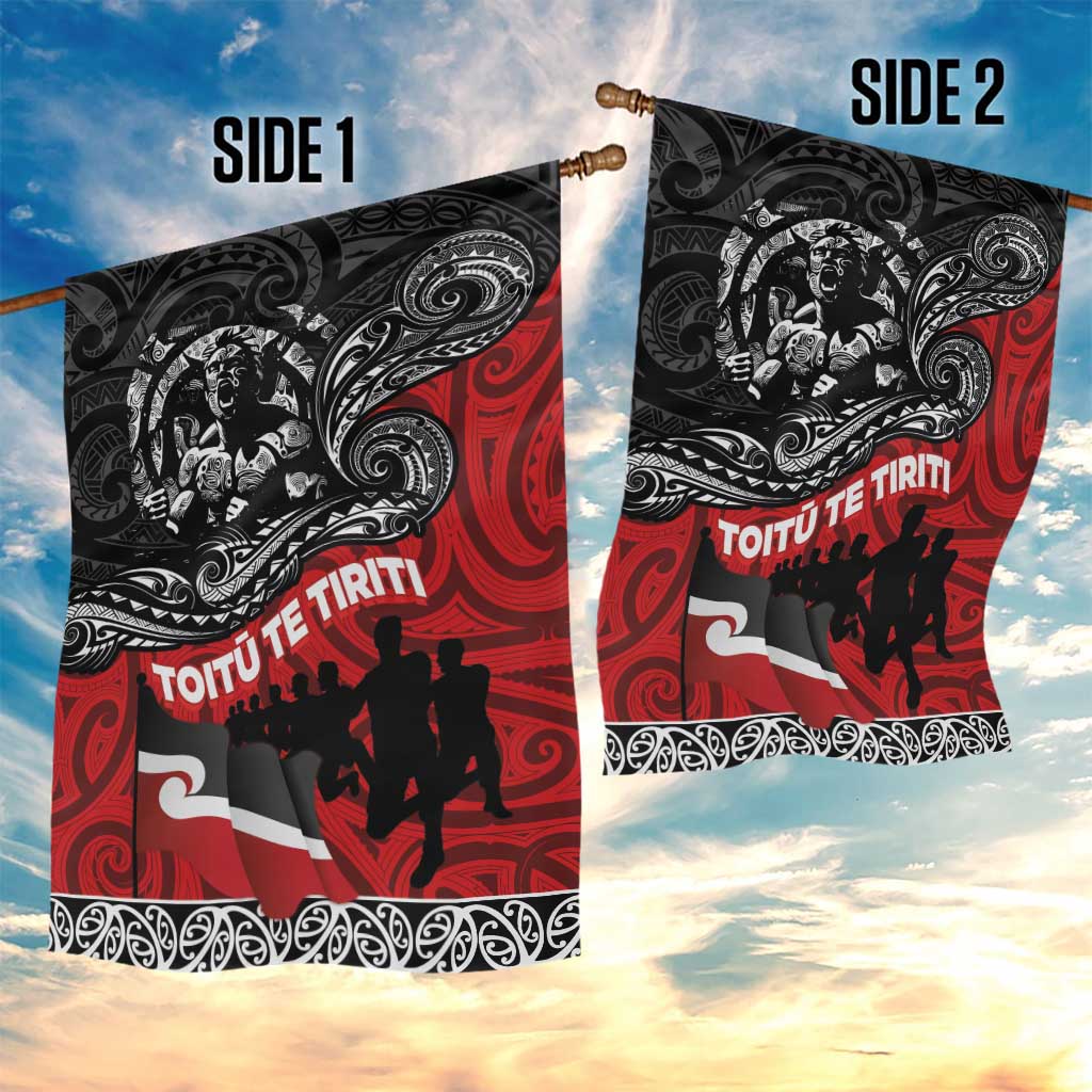 Aotearoa Toitu Te Tiriti Garden Flag Honoring Te Tiriti o Waitangi Maori Haka LT03 - Polynesian Pride