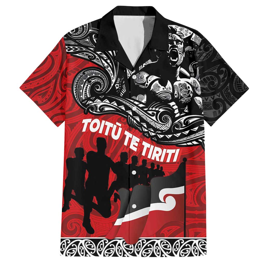 Aotearoa Toitu Te Tiriti Hawaiian Shirt Honoring Te Tiriti o Waitangi Maori Haka LT03 Red - Polynesian Pride
