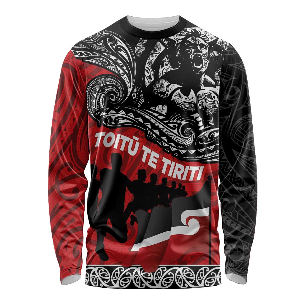 Aotearoa Toitu Te Tiriti Long Sleeve Shirt Honoring Te Tiriti o Waitangi Maori Haka