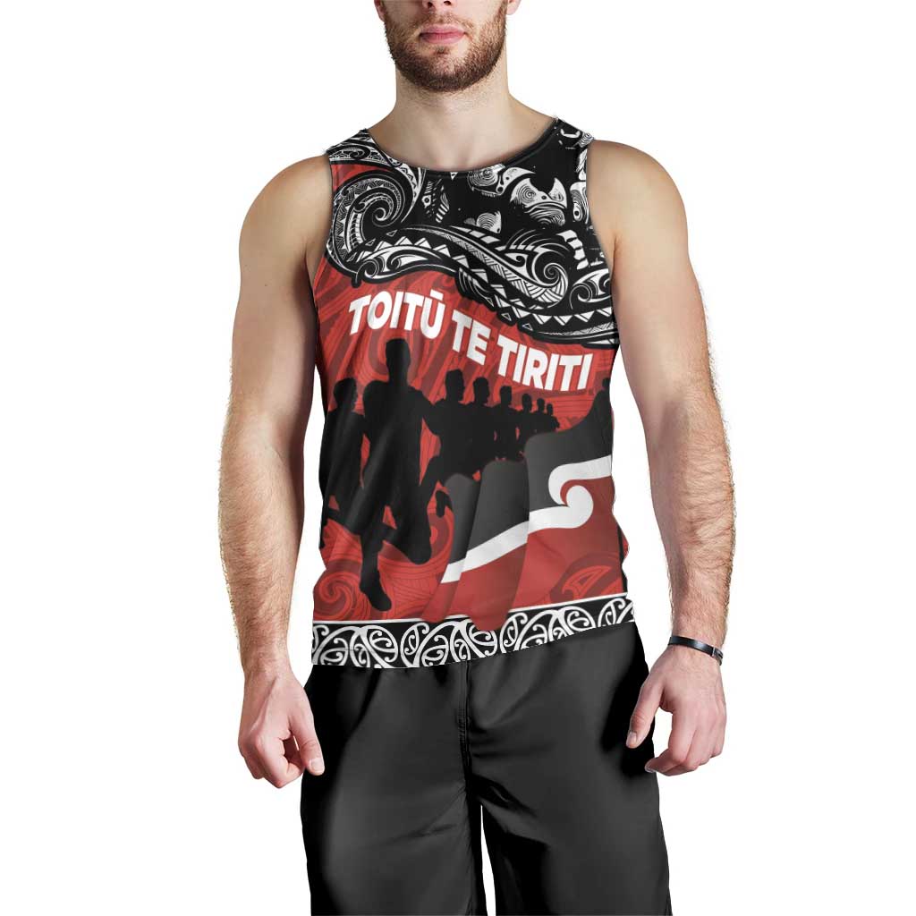Aotearoa Toitu Te Tiriti Men Tank Top Honoring Te Tiriti o Waitangi Maori Haka