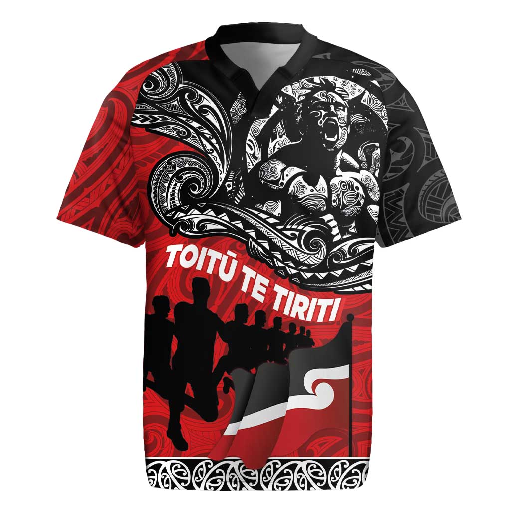 Aotearoa Toitu Te Tiriti Rugby Jersey Honoring Te Tiriti o Waitangi Maori Haka LT03 Red - Polynesian Pride
