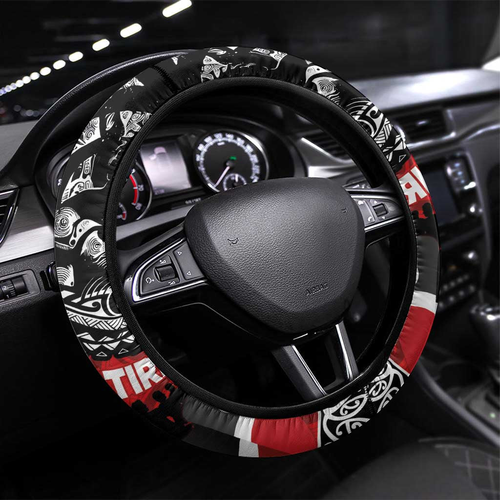 Aotearoa Toitu Te Tiriti Steering Wheel Cover Honoring Te Tiriti o Waitangi Maori Haka LT03 Universal Fit Red - Polynesian Pride