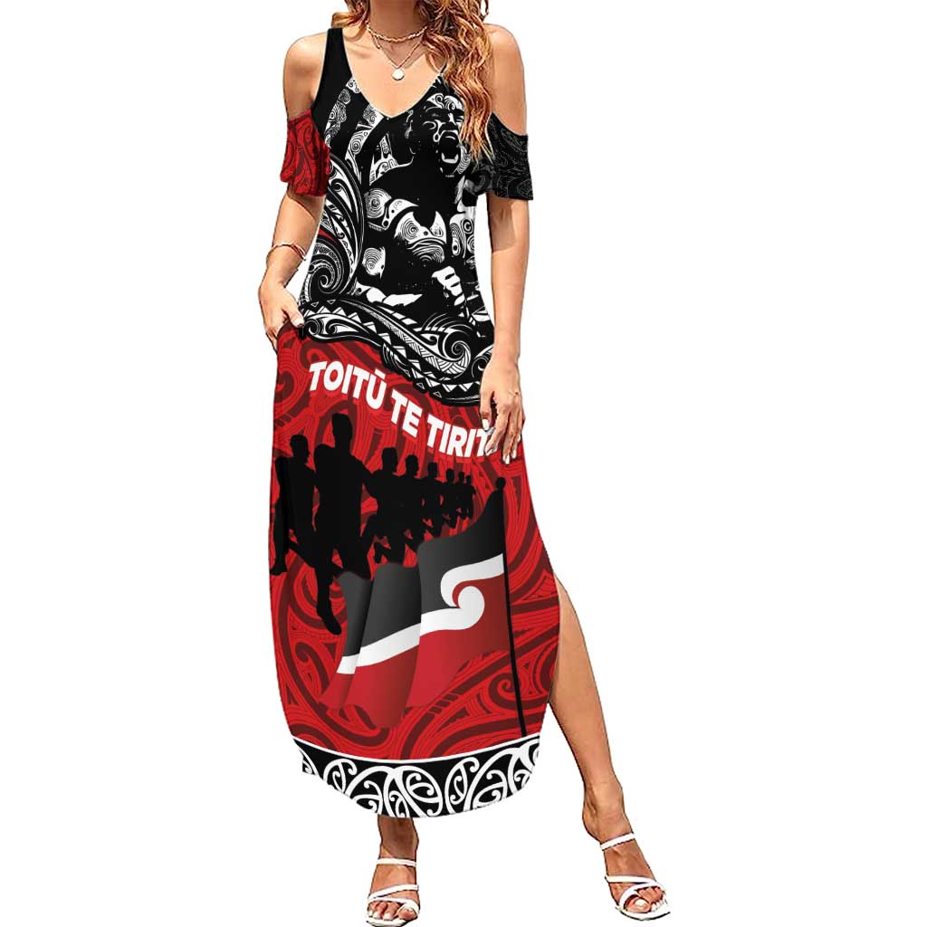 Aotearoa Toitu Te Tiriti Summer Maxi Dress Honoring Te Tiriti o Waitangi Maori Haka