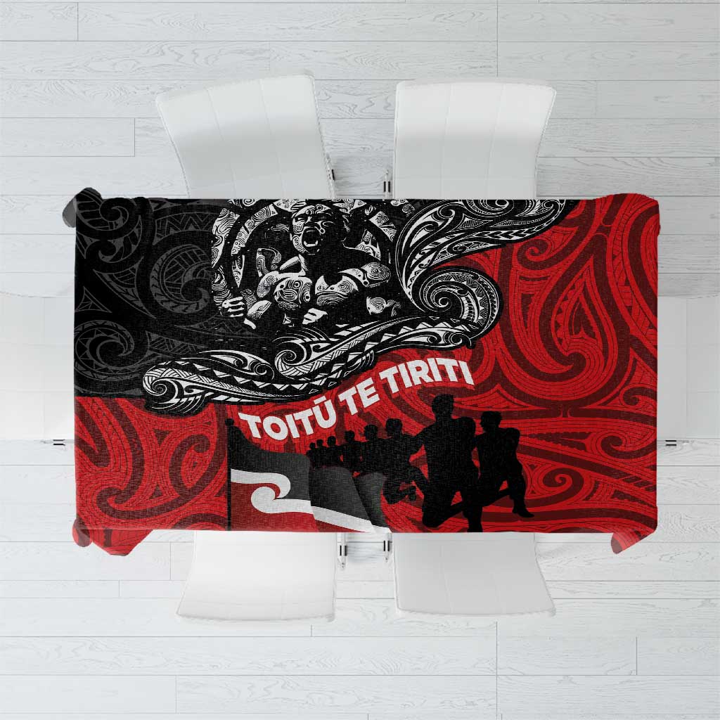 Aotearoa Toitu Te Tiriti Tablecloth Honoring Te Tiriti o Waitangi Maori Haka LT03 Red - Polynesian Pride