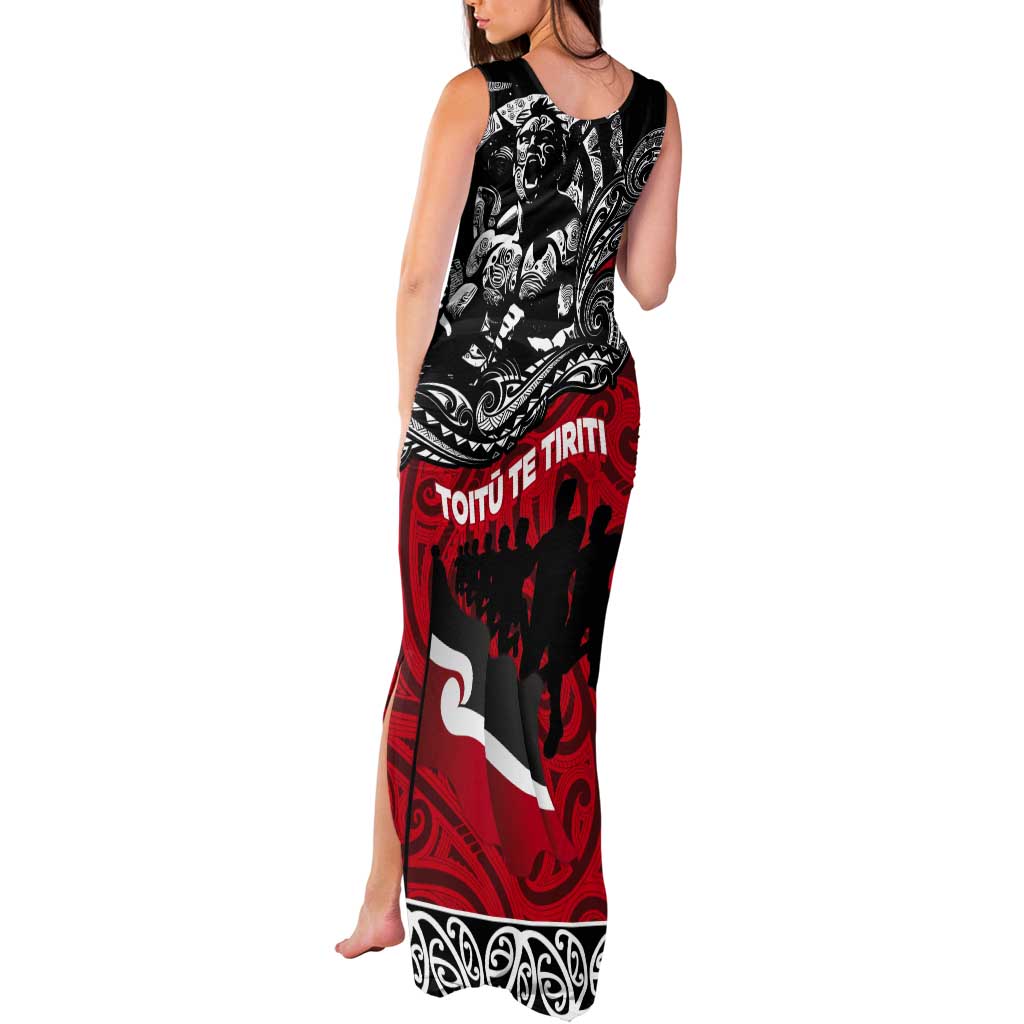Aotearoa Toitu Te Tiriti Tank Maxi Dress Honoring Te Tiriti o Waitangi Maori Haka LT03 - Polynesian Pride