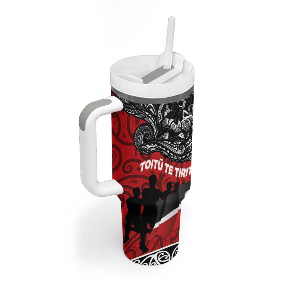 Aotearoa Toitu Te Tiriti Tumbler With Handle Honoring Te Tiriti o Waitangi - Maori Haka LT03 - Polynesian Pride