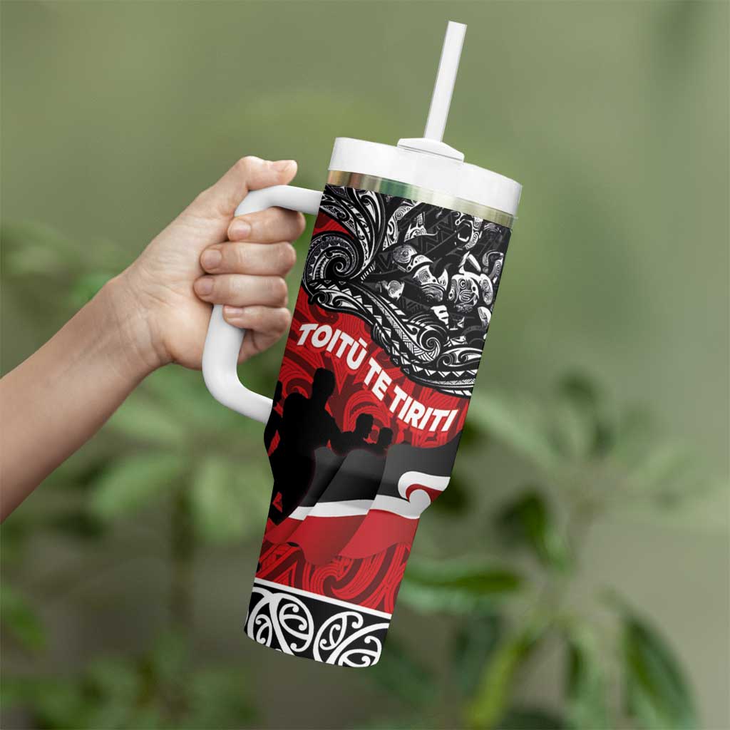 Aotearoa Toitu Te Tiriti Tumbler With Handle Honoring Te Tiriti o Waitangi - Maori Haka LT03 - Polynesian Pride