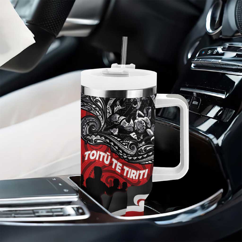 Aotearoa Toitu Te Tiriti Tumbler With Handle Honoring Te Tiriti o Waitangi - Maori Haka LT03 - Polynesian Pride