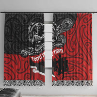 Aotearoa Toitu Te Tiriti Window Curtain Honoring Te Tiriti o Waitangi Maori Haka LT03 With Hooks Red - Polynesian Pride