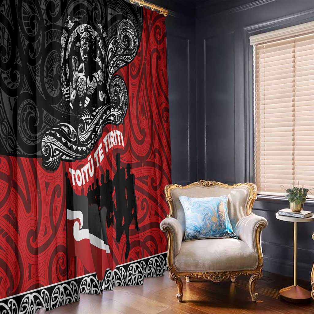 Aotearoa Toitu Te Tiriti Window Curtain Honoring Te Tiriti o Waitangi Maori Haka LT03 - Polynesian Pride