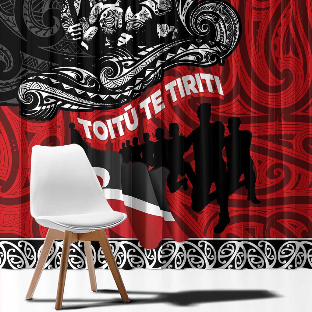 Aotearoa Toitu Te Tiriti Window Curtain Honoring Te Tiriti o Waitangi Maori Haka LT03 - Polynesian Pride