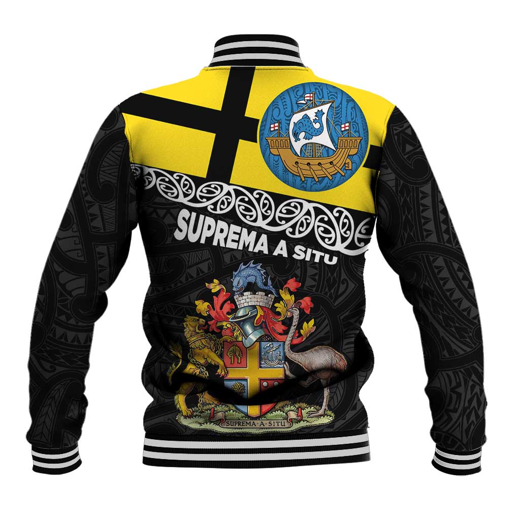New Zealand Wellington Baseball Jacket The Capital's Emblems Flag and Koru Art LT03 - Polynesian Pride