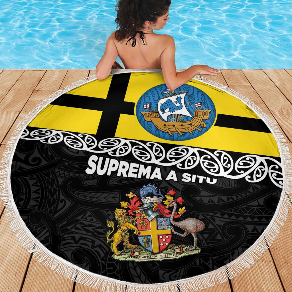 New Zealand Wellington Beach Blanket The Capital's Emblems Flag and Koru Art LT03 - Polynesian Pride