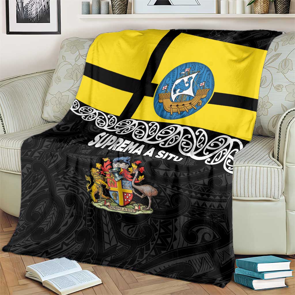 New Zealand Wellington Blanket The Capital's Emblems Flag and Koru Art LT03 - Polynesian Pride