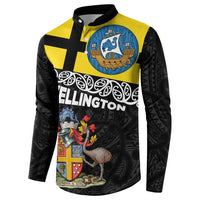New Zealand Wellington Button Sweatshirt The Capital's Emblems Flag and Koru Art LT03 - Polynesian Pride