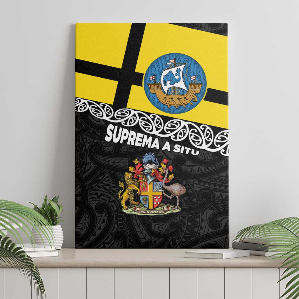 New Zealand Wellington Canvas Wall Art The Capital's Emblems Flag and Koru Art LT03 - Polynesian Pride