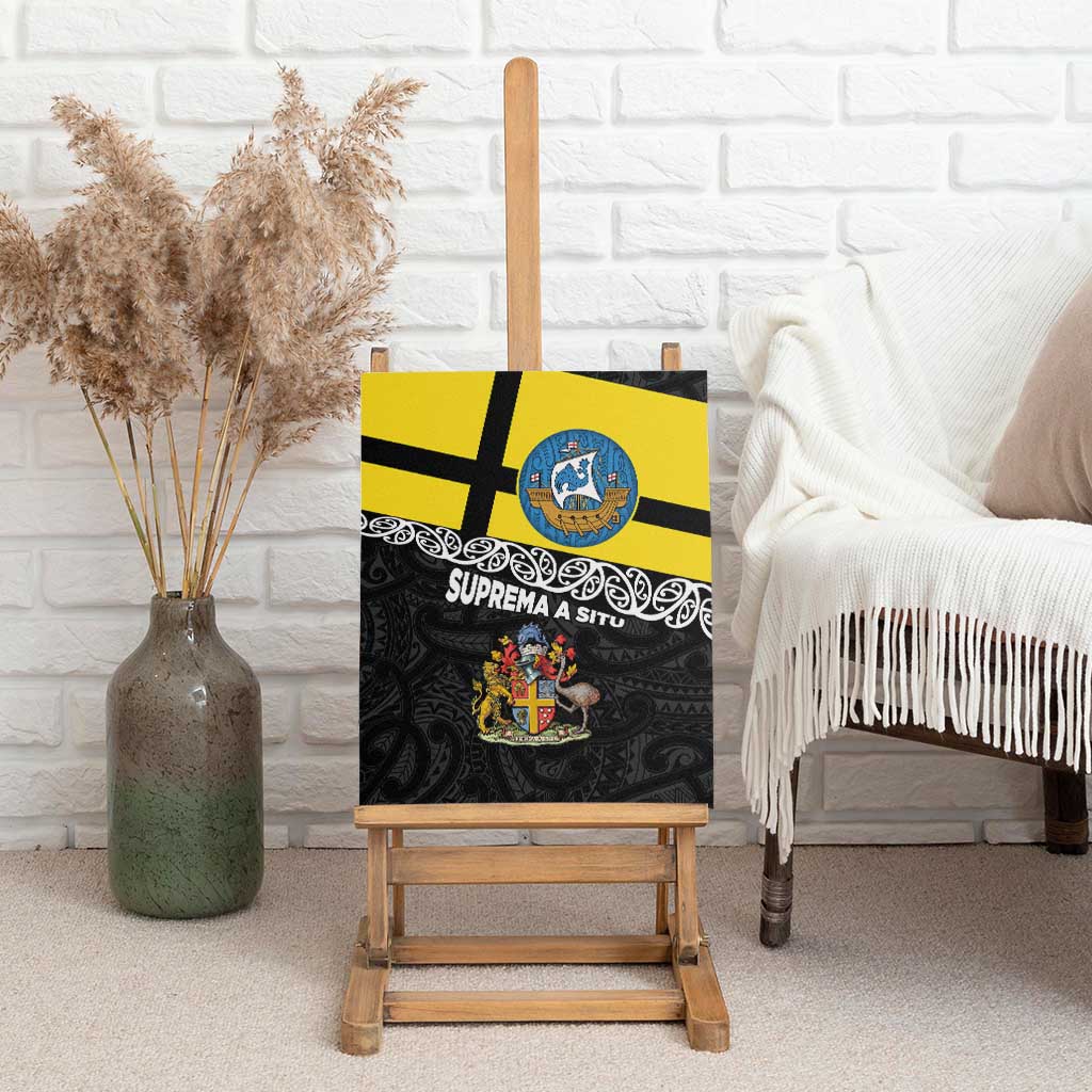 New Zealand Wellington Canvas Wall Art The Capital's Emblems Flag and Koru Art LT03 - Polynesian Pride