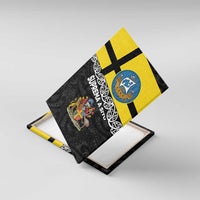New Zealand Wellington Canvas Wall Art The Capital's Emblems Flag and Koru Art LT03 With Frame Black - Polynesian Pride