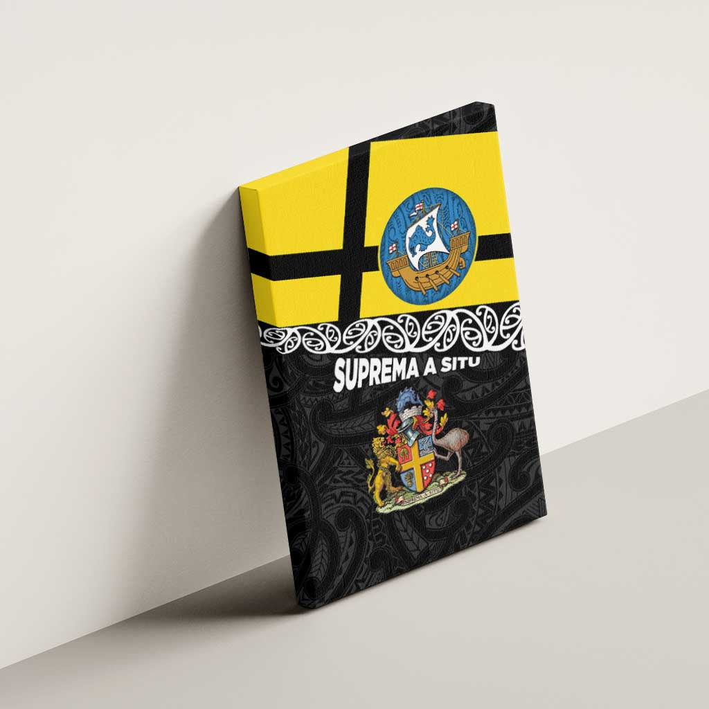 New Zealand Wellington Canvas Wall Art The Capital's Emblems Flag and Koru Art LT03 - Polynesian Pride