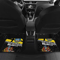 New Zealand Wellington Car Mats The Capital's Emblems Flag and Koru Art LT03 Set 2pcs - Back Black - Polynesian Pride