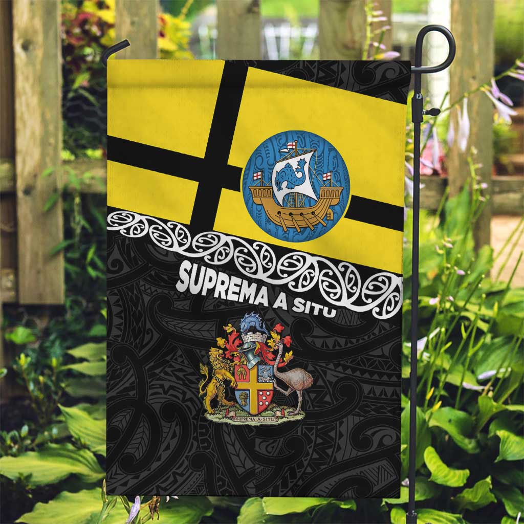 New Zealand Wellington Garden Flag The Capital's Emblems Flag and Koru Art LT03 Garden Flag Black - Polynesian Pride
