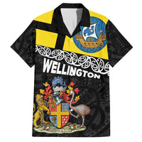 New Zealand Wellington Hawaiian Shirt The Capital's Emblems Flag and Koru Art LT03 Black - Polynesian Pride
