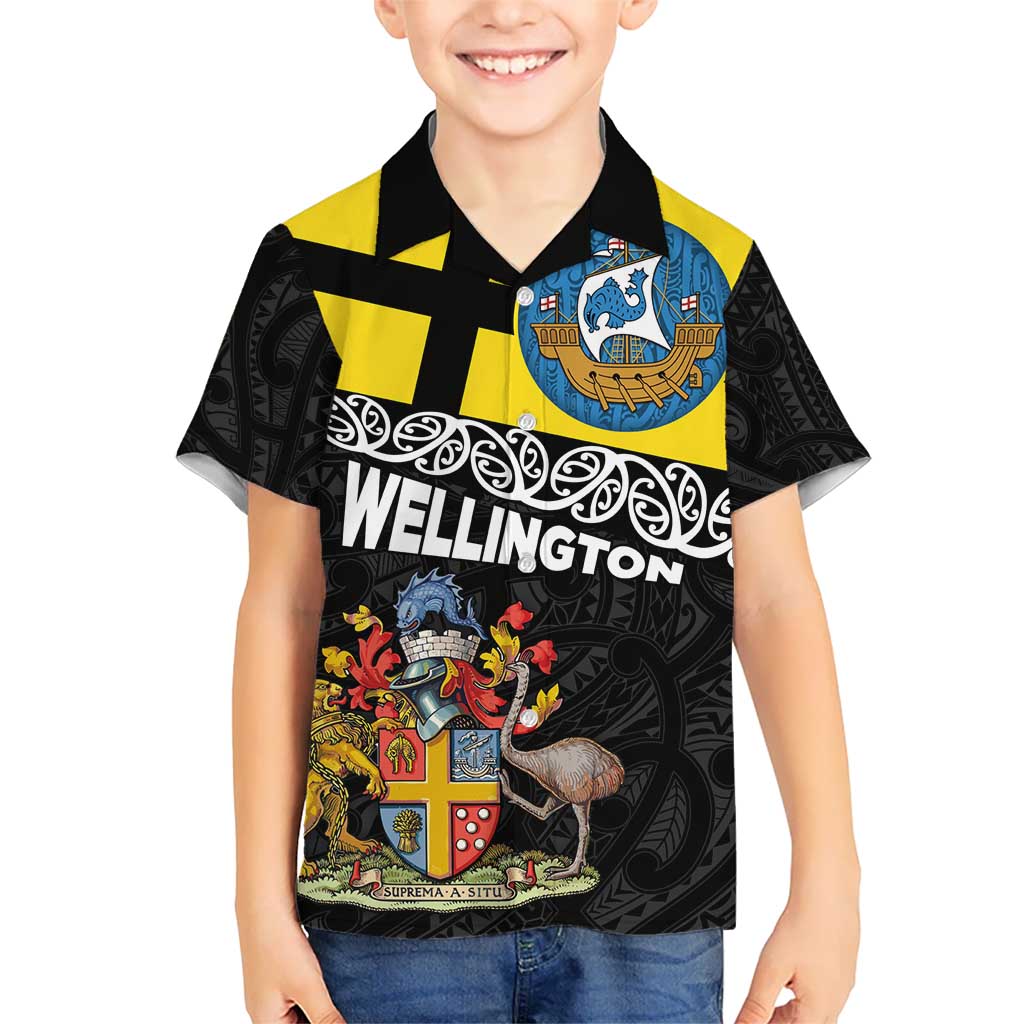 New Zealand Wellington Kid Hawaiian Shirt The Capital's Emblems Flag and Koru Art