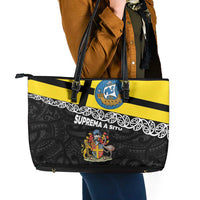 New Zealand Wellington Leather Tote Bag The Capital's Emblems Flag and Koru Art LT03 - Polynesian Pride